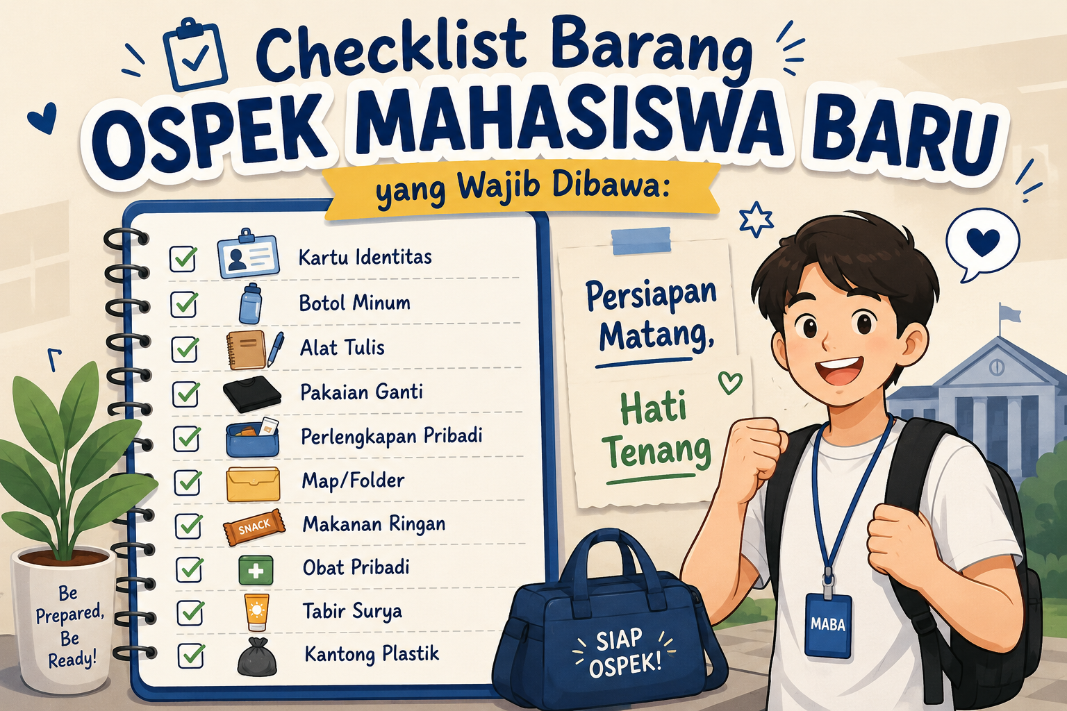 Checklist Barang Ospek Mahasiswa Baru yang Wajib Dibawa: Persiapan Matang, Hati Tenang